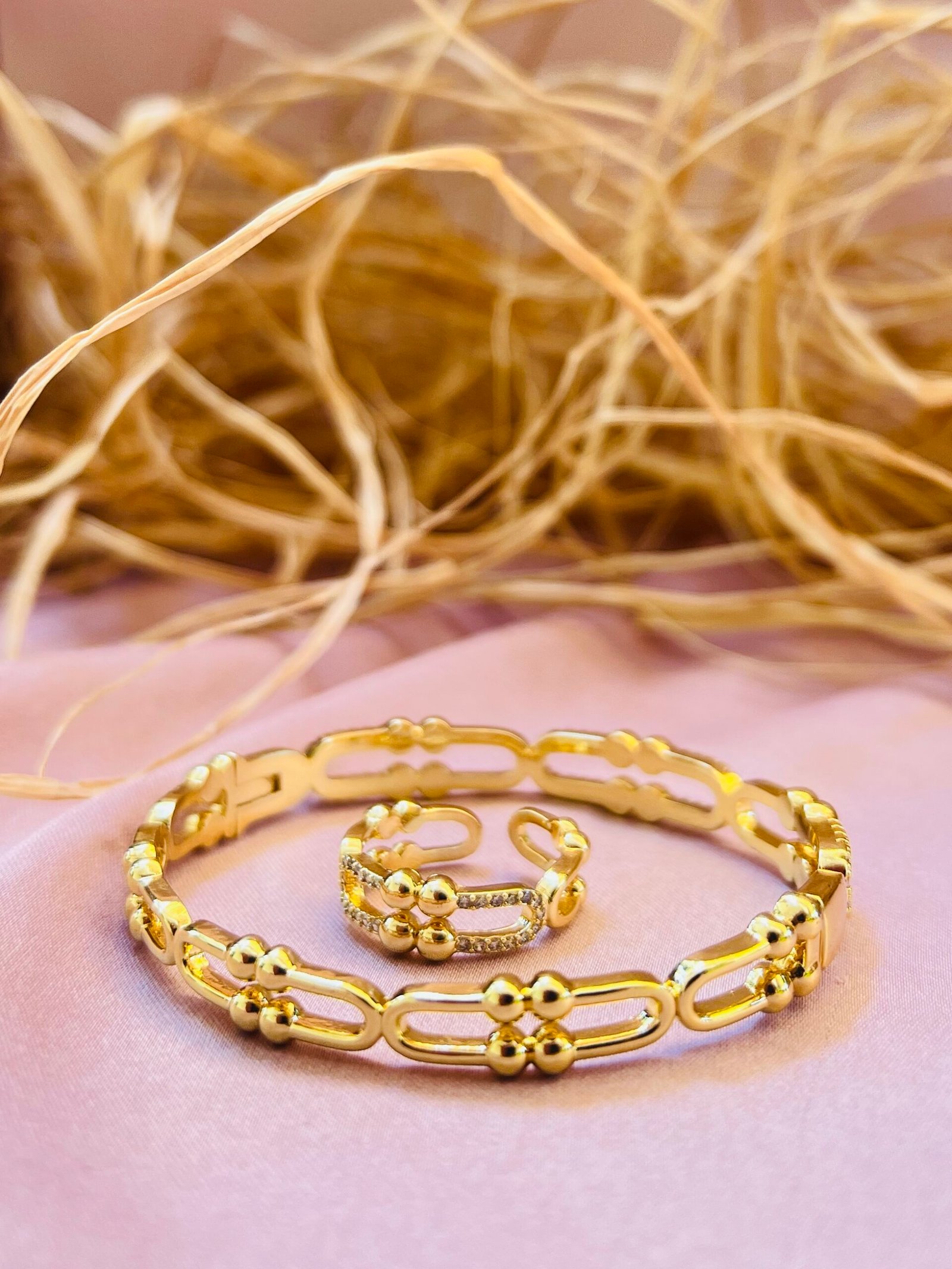 IMG_6832 Linked Chain Bangle & Ring Set - Image 1