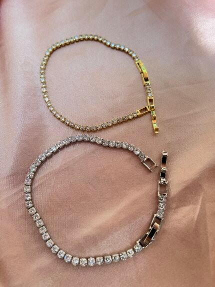 Tennis bracelet -silver & gold