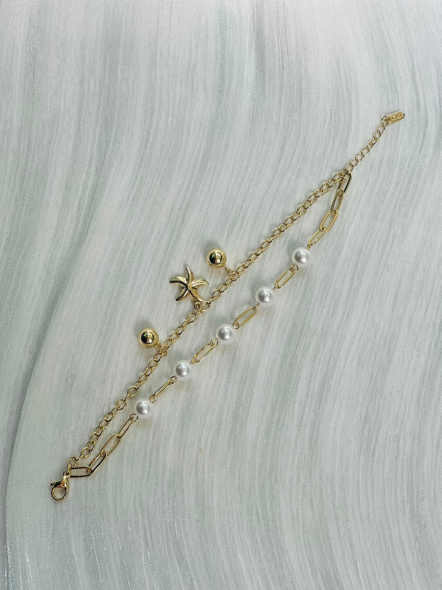 IMG_9793 Coastal Starfish & Pearl Layered Bracelet - Image 1