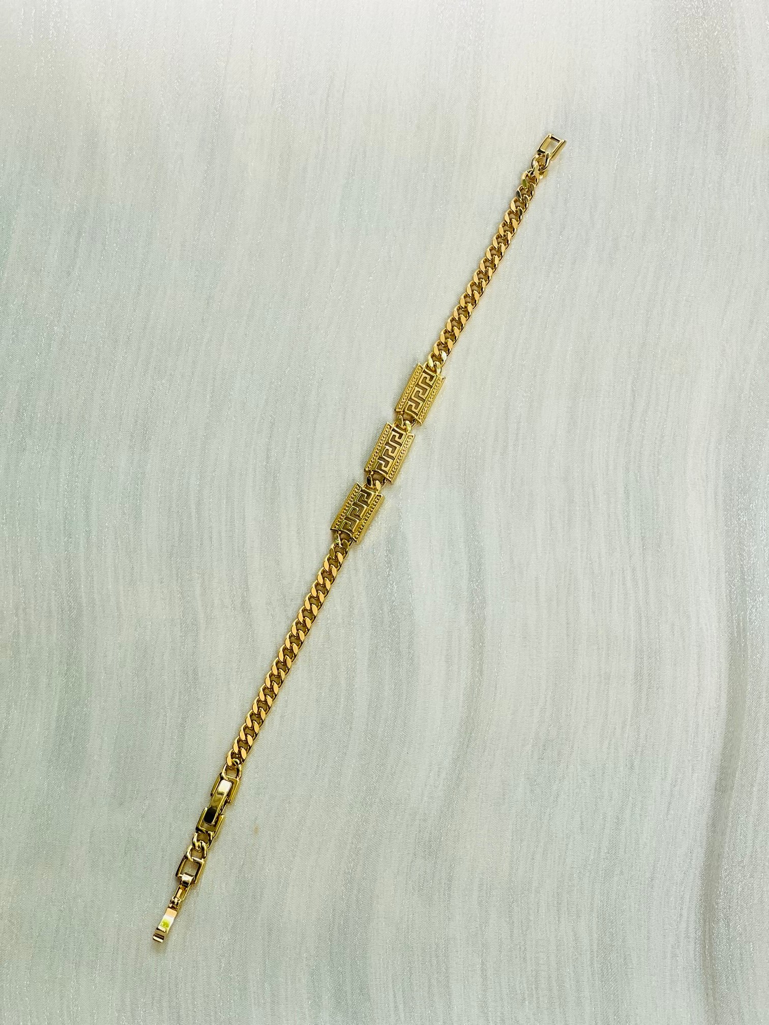 IMG_9814 Aegean Greek Key Gold Chain Bracelet - Image 1