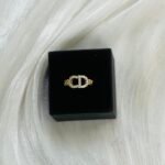 Dior CD Pave Logo Gold Ring
