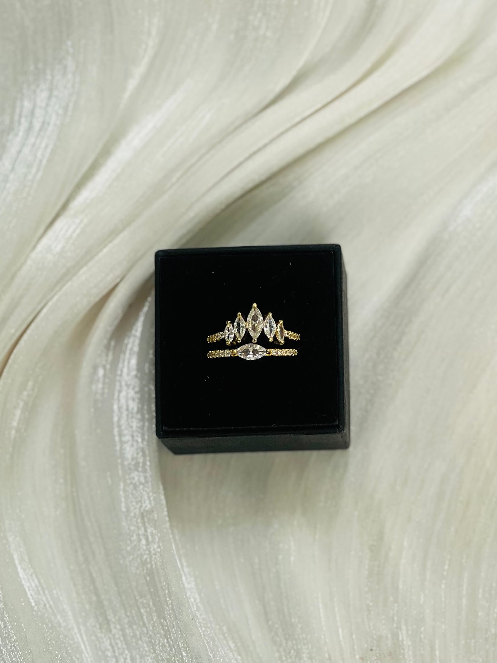 IMG_9861 Marquise Crown Stacked Gold Ring - Image 1