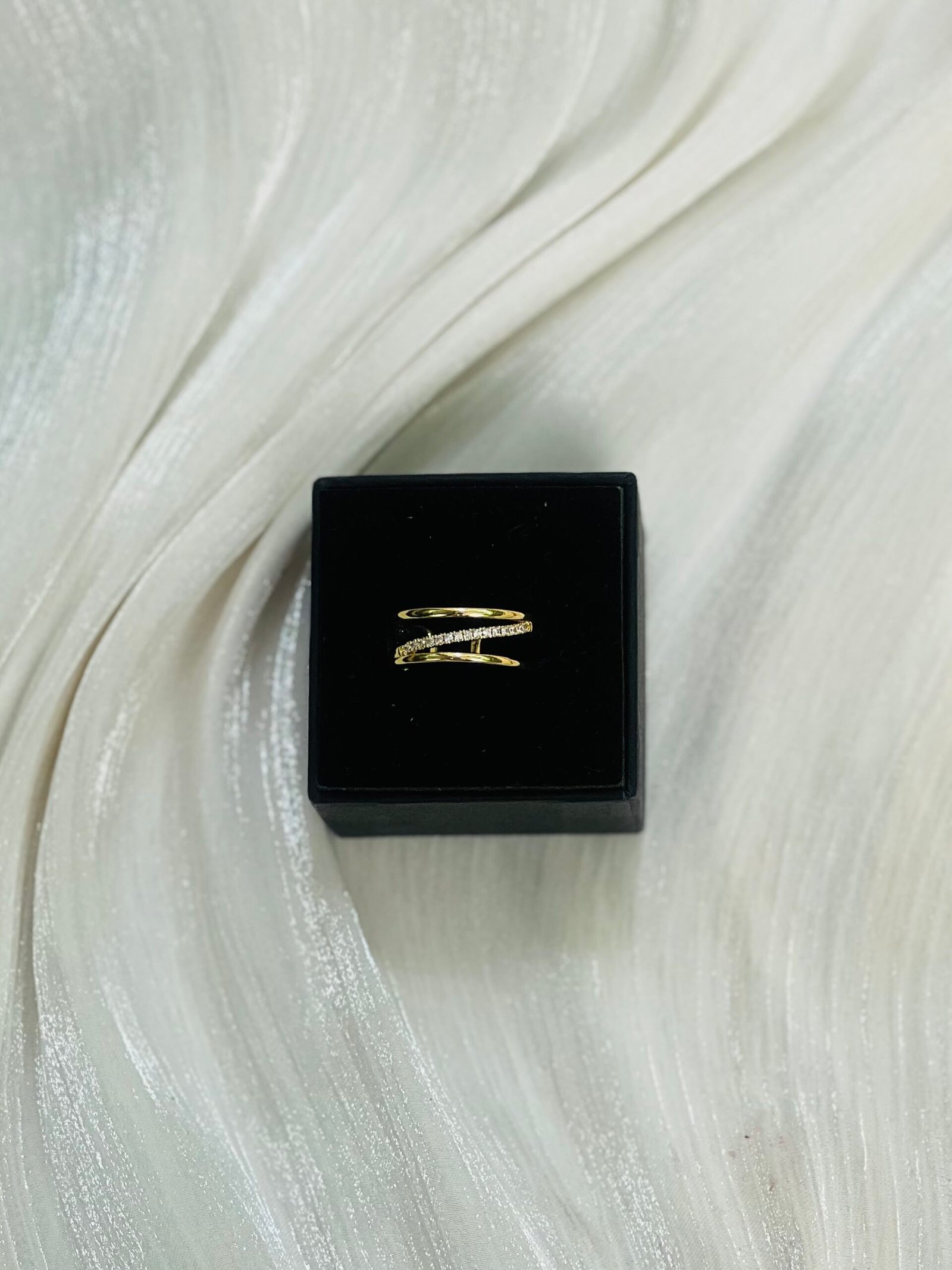IMG_9864 Diagonal Pave Bar Multi-Band Gold Ring - Image 1