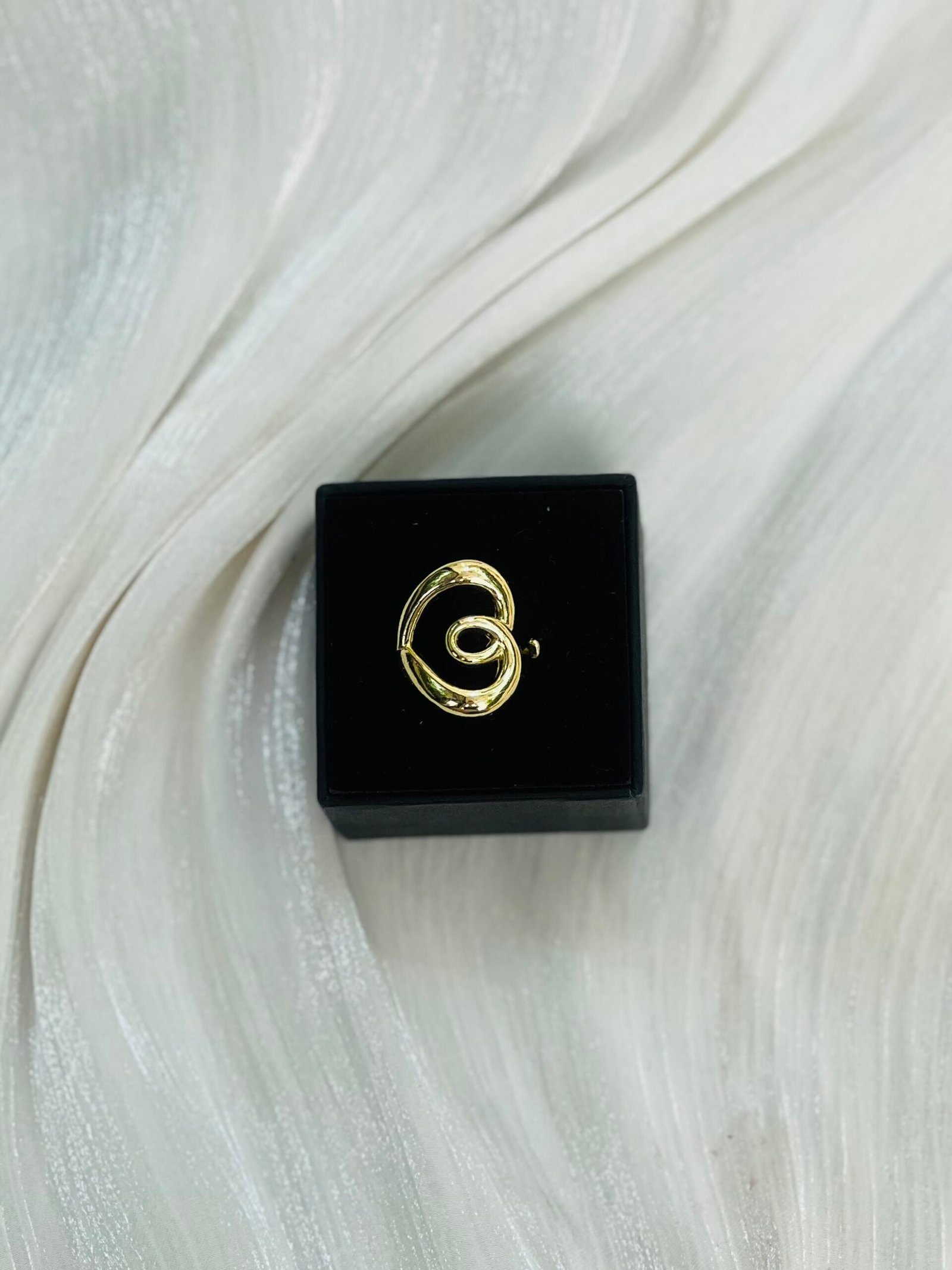 IMG_9865 Swirling Abstract Heart Gold Ring - Image 1