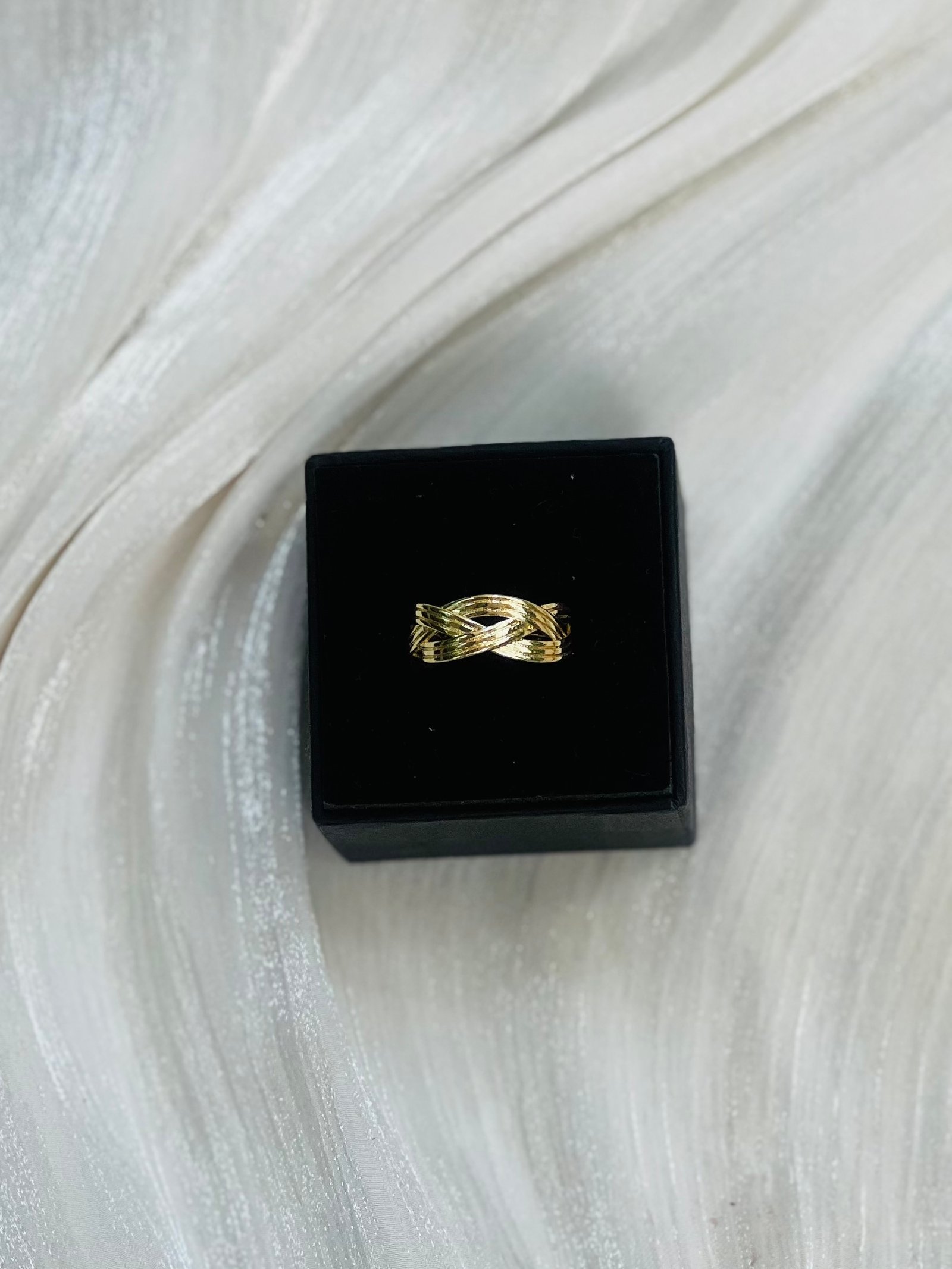IMG_9867 Interlaced Woven Band Gold Ring - Image 1