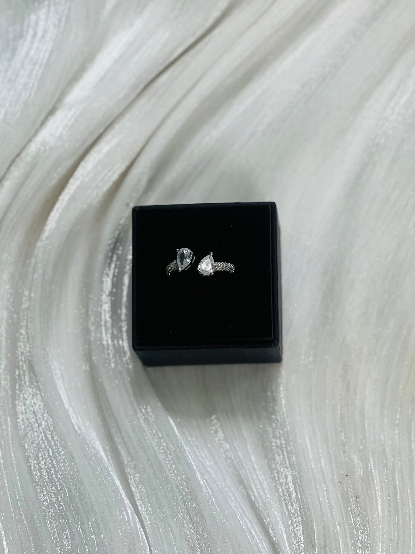 IMG_9871 Dual Pear Pave Open Silver Ring - Image 1