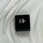 Hermes-Style Pave H Logo Silver Ring