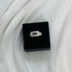Rectangular Pave & Enamel Center Silver Ring
