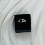 Dior CD Pave Logo Silver Ring