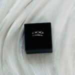 Van Cleef-Style Black Enamel Clover Stacked Silver Ring
