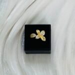 Pave & Polished Mixed Petal Flower Gold Ring