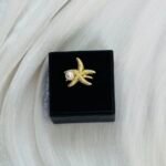 Textured Starfish & Pearl Accent Gold Ring