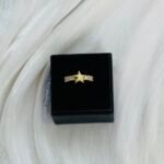 Central Star & Crystal Side Band Gold Ring