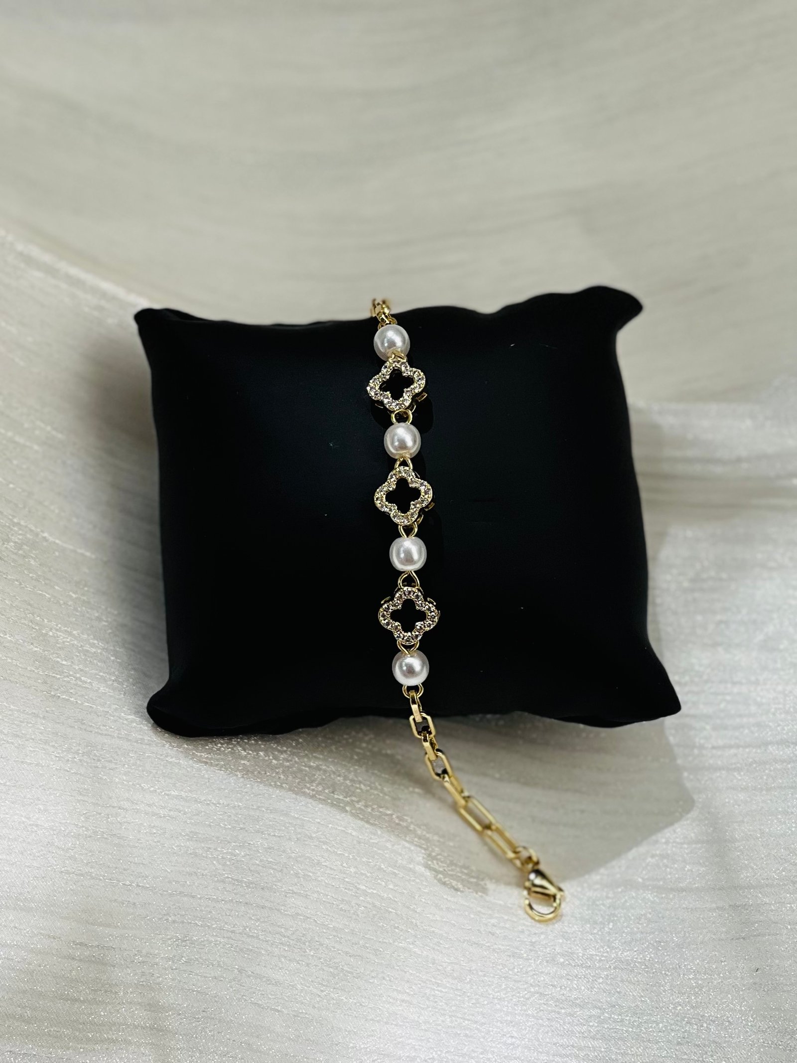 IMG_0447 Enchanted Clover & Pearl Bracelet - Image 1