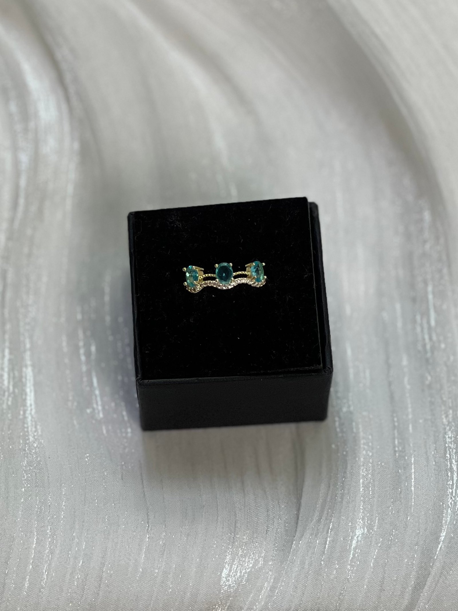 IMG_2287 Blue Gemstone Wavy Ring - Image 1