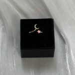 Celestial Moon and Pink Star Open Ring