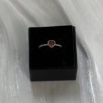 Silver Beaded Band with Red Heart Crystal
