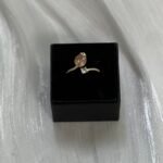 Pink Tulip and Crystal Toi et Moi Ring
