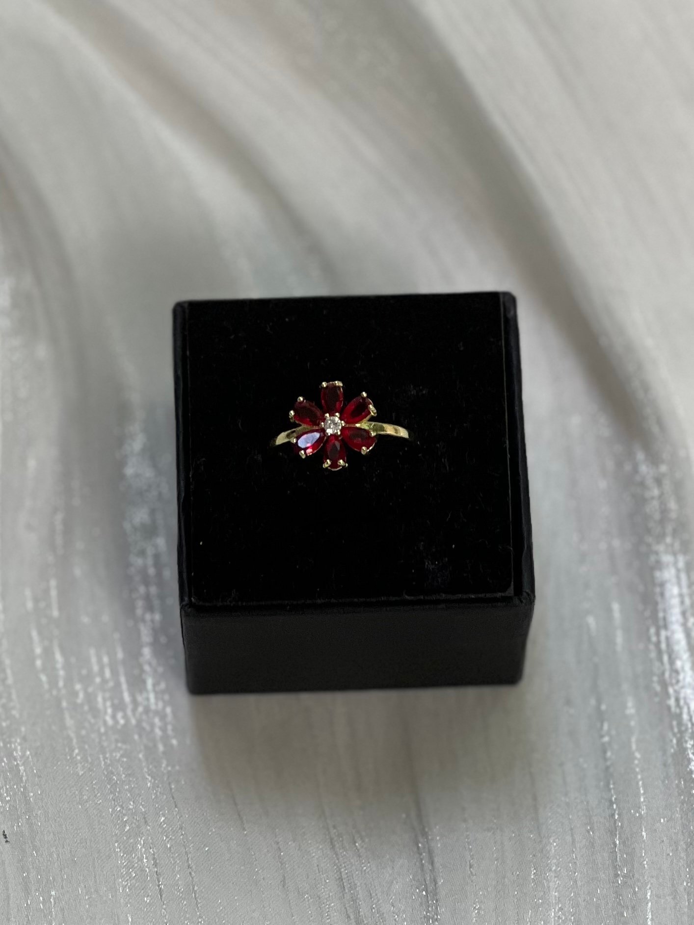 IMG_2330 Leen Ring (Ruby Red Pear-Cut Floral Cluster) - Image 1